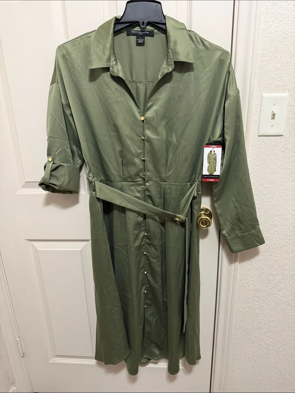 french connection green shirt dress NEW!!! Elegant Green Belted Shirt Dress,Sz